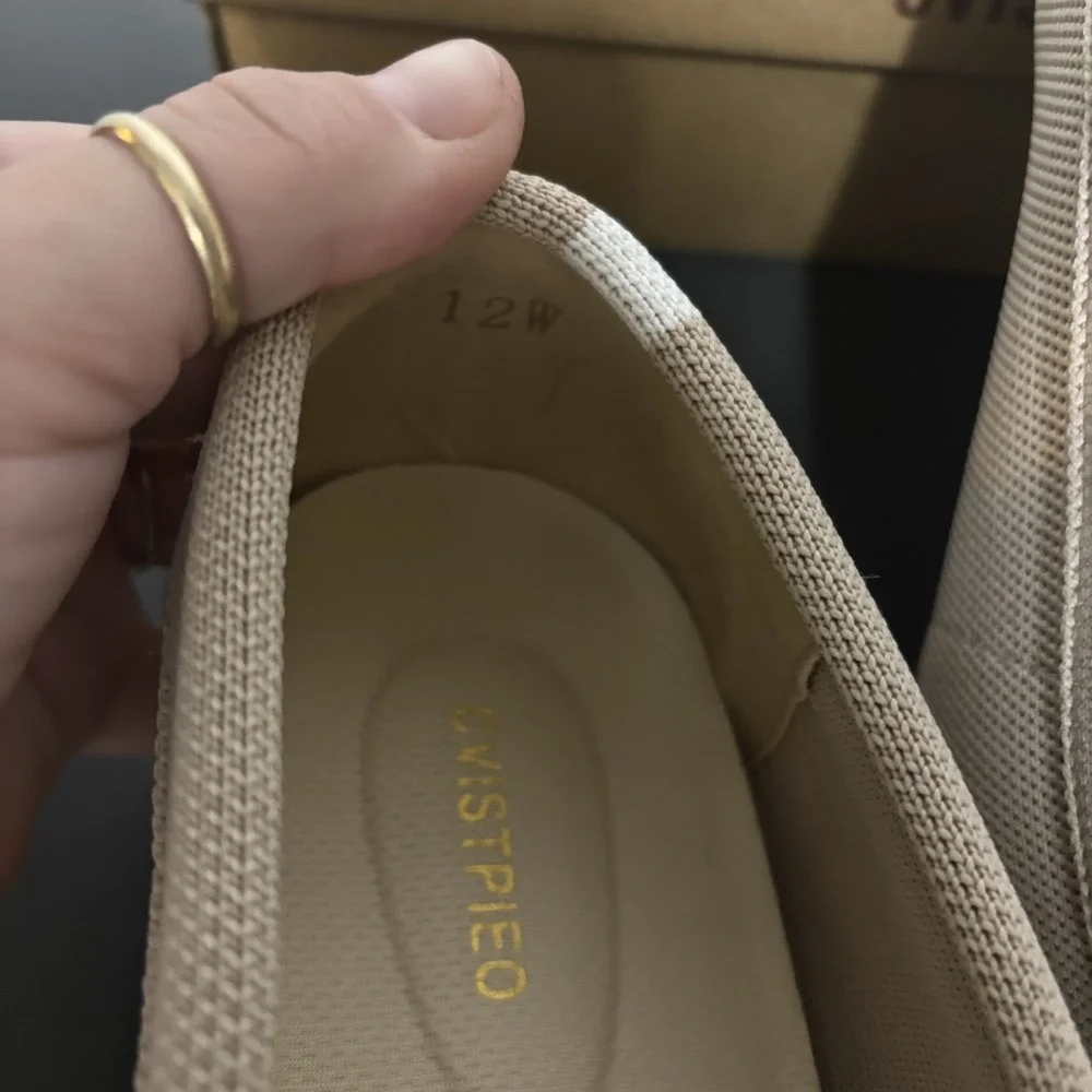 Cvistpieo Loafers Women's Nude Beige Slip On Work Flats Knit Shoes Size 12
